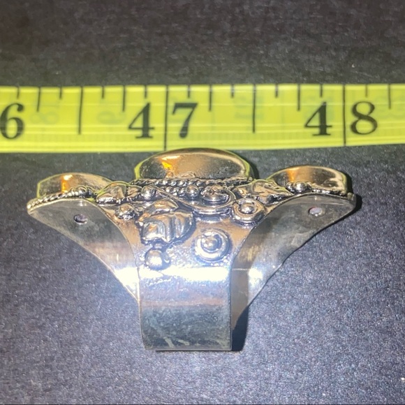 Coconut Jasper + Mozambique Garnet bohemian vintage ring - Picture 5 of 7